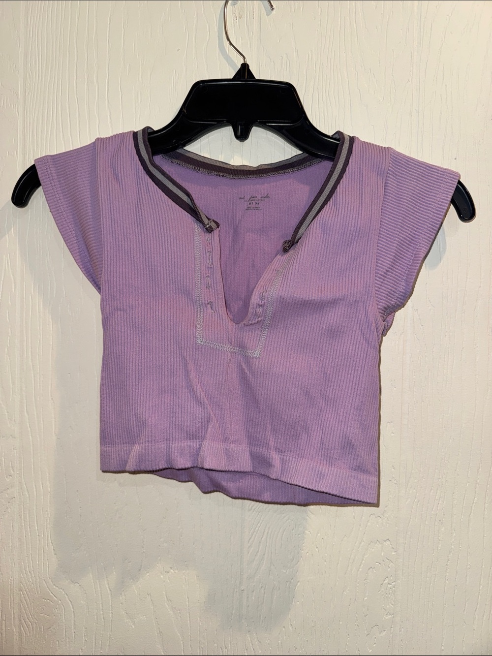 Urban Outfitters Lavender Ribbed Cap-Sleeve Crop Top